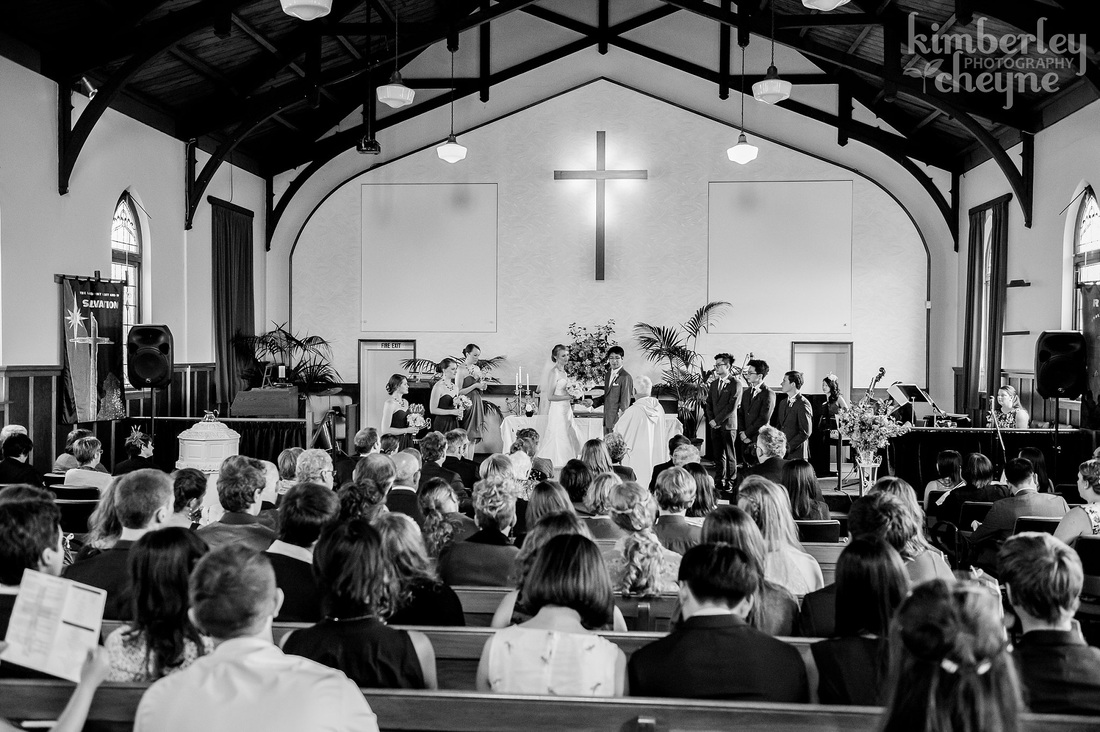 Invercargill Wedding St Andrews Church,Kimberley Cheyne Photography, Bride and groom, Wedding Dress, Black and white photography